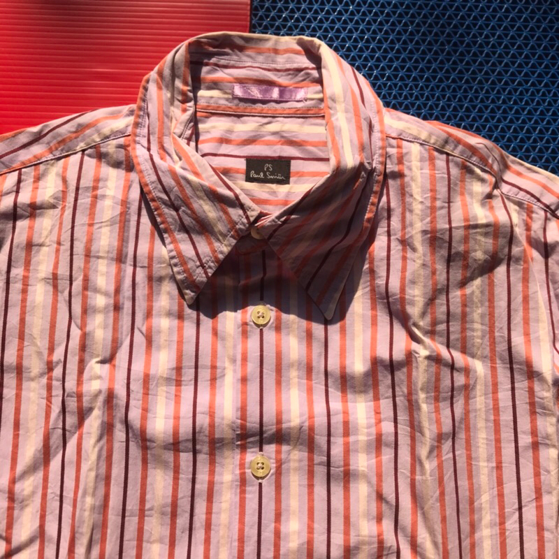 Vintage Paul Smith of london Candy Stripes Short Sleeve Shirt  100% Cotton Baumwolle  Made In Portug