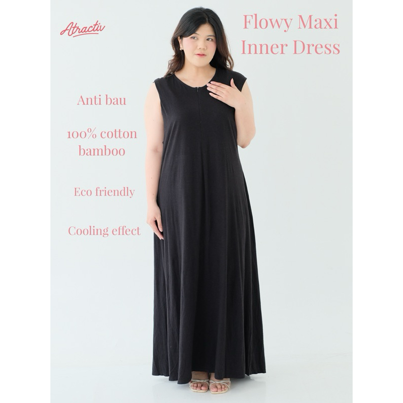 ATRACTIV Dress Kaos Tanpa Lengan Jumbo LD120 LD130 LD142 Manset Gamis Jumbo Inner Dress Hitam Jumbo