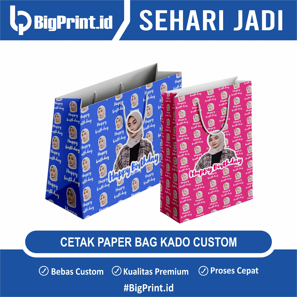 

KADO ULANG TAHUN PAPERBAG Custom Muka Foto Sendiri | Termurah