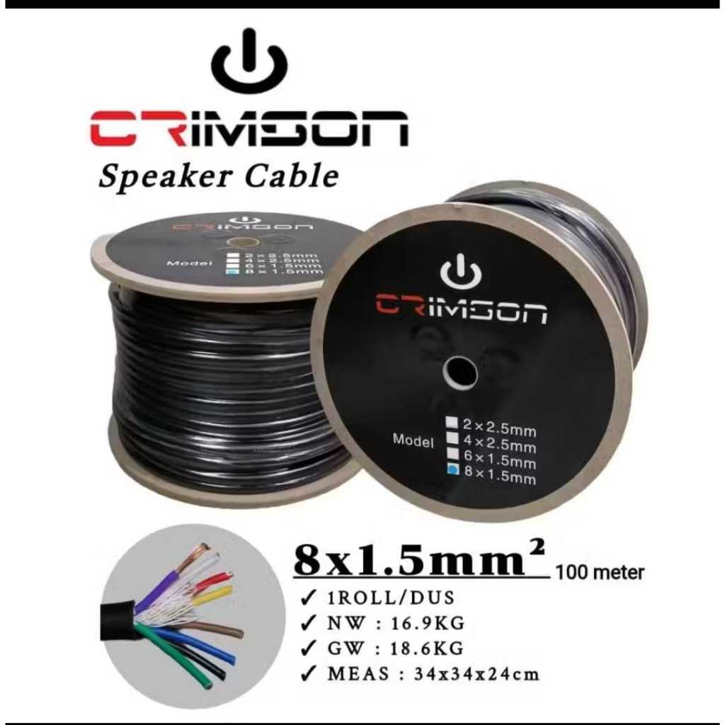 KABEL SPEAKER CRIMSON 8x1,5 HARGA PER 1 METER KABEL SERABUT ISI 8 8x1.5