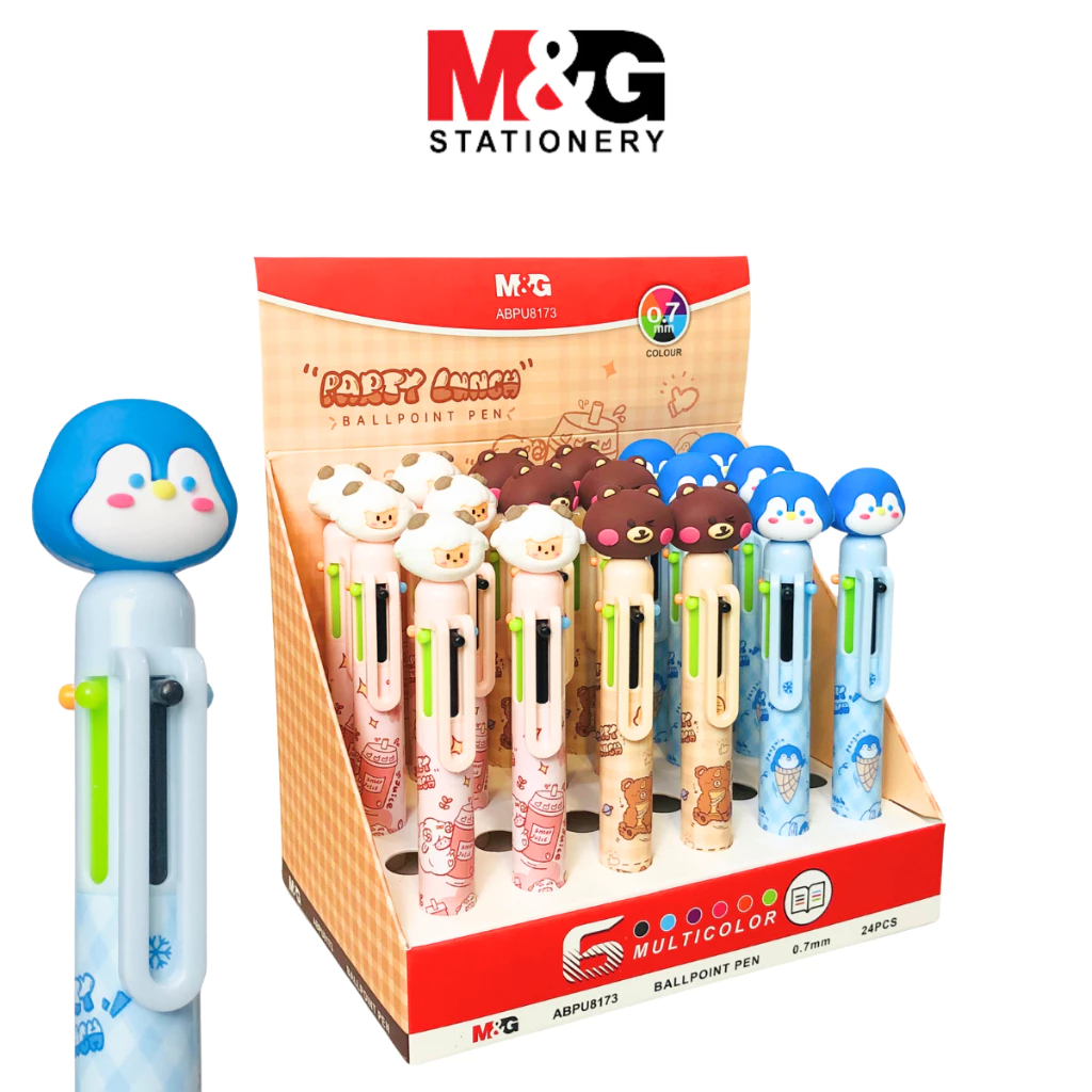 

Pulpen 6 Warna M&G Party Lunch 0.7mm Dengan Karakter Hewan Ballpoint 6 in 1 ABPU8173