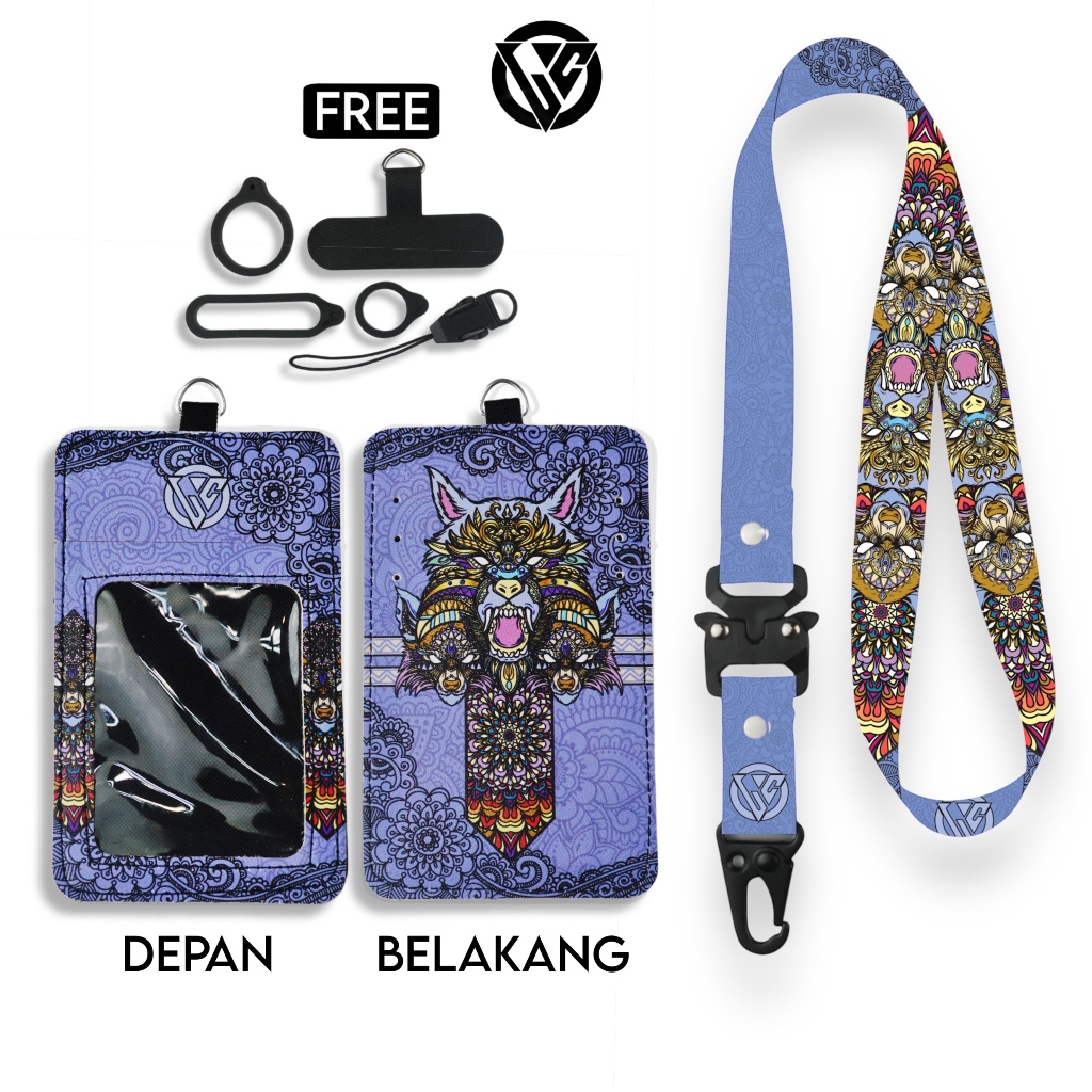 

LC.ID Lanyard Id Card Holder Leather Printing UV Tali Lanyard Holder Kulit Printing - Wolf Series V2