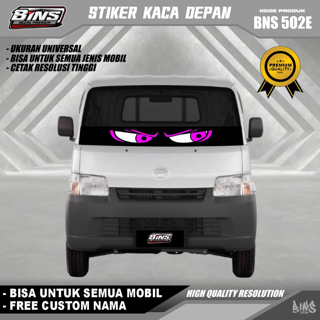 BNS502STIKER KACA DEPAN MOBIL GAMBAR MATA MODEL STROBO VIRAL LAMPU KEKINIAN