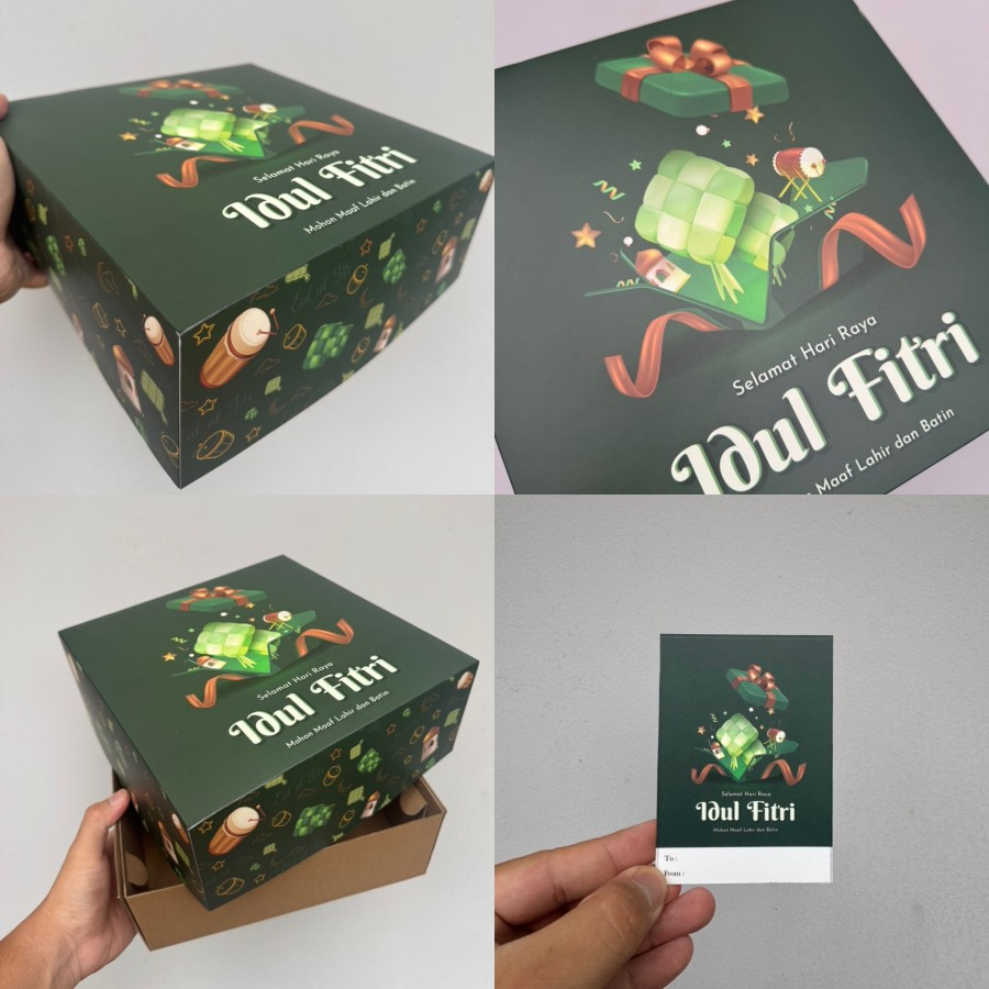 

( 5 Pcs ) Dus Brownies Idul Fitri New Design Box Kotak Packaging Kue Lebaran Ukuran 25x25x10 cm