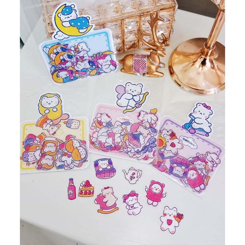 

Stiker dekorasi lucu isi 40 pcs motif bear animal cute lucu