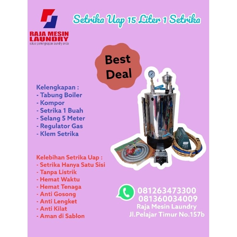 Setrika uap boiler 15 liter