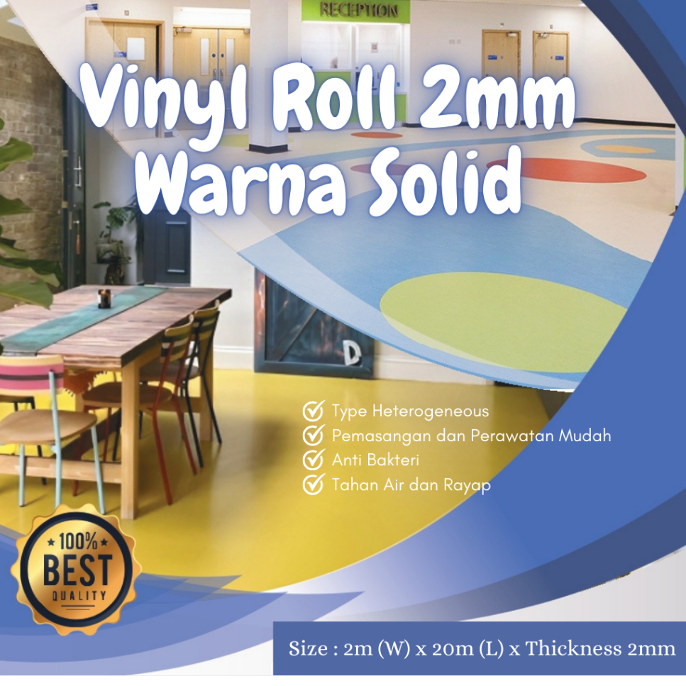 Karpet Vinyl Roll 2mm Motif META SOLID / Vinyl Lantai Warna Polos