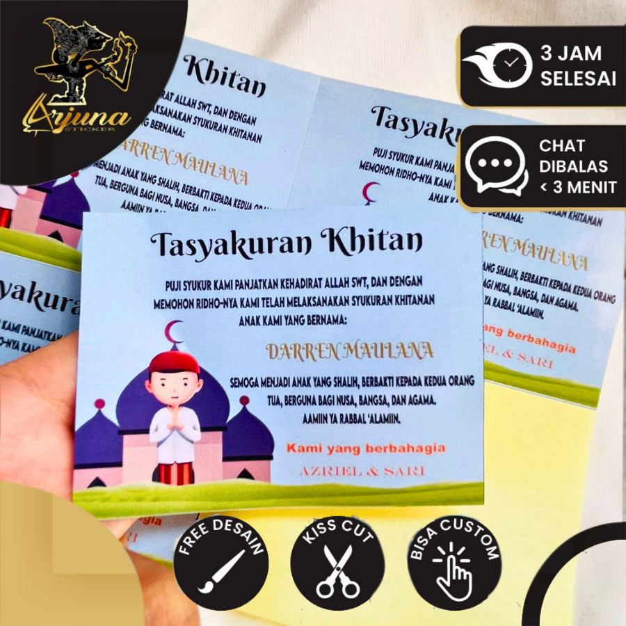 

Sticker Persegi Syukuran Walimatul Khitan Sunatan Free Desain Tasyakuran Khitanan Custom Tulisan