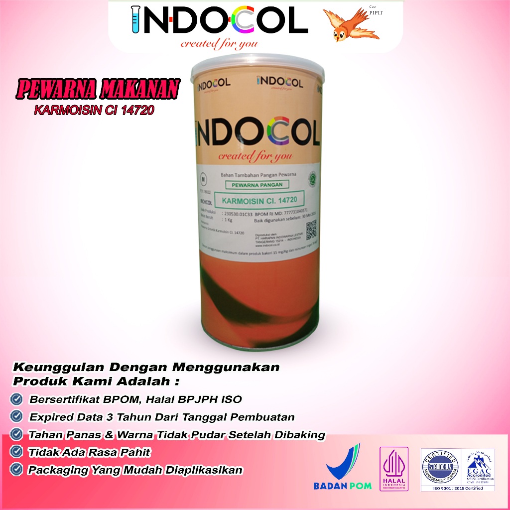 

Pewarna Makanan INDOCOL PREMIUM KARMOISIN CI. 14720 (RC)
