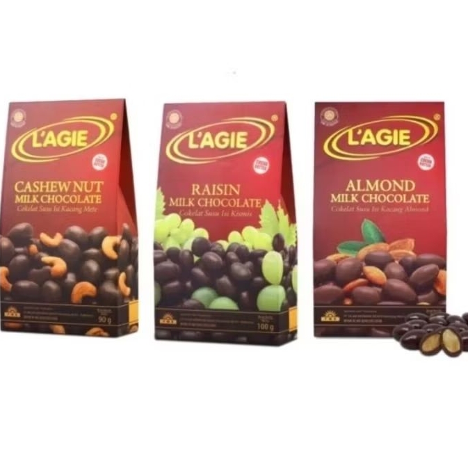 

Lagie milk chocolate Coklat cokelat almond, raisin, cashew