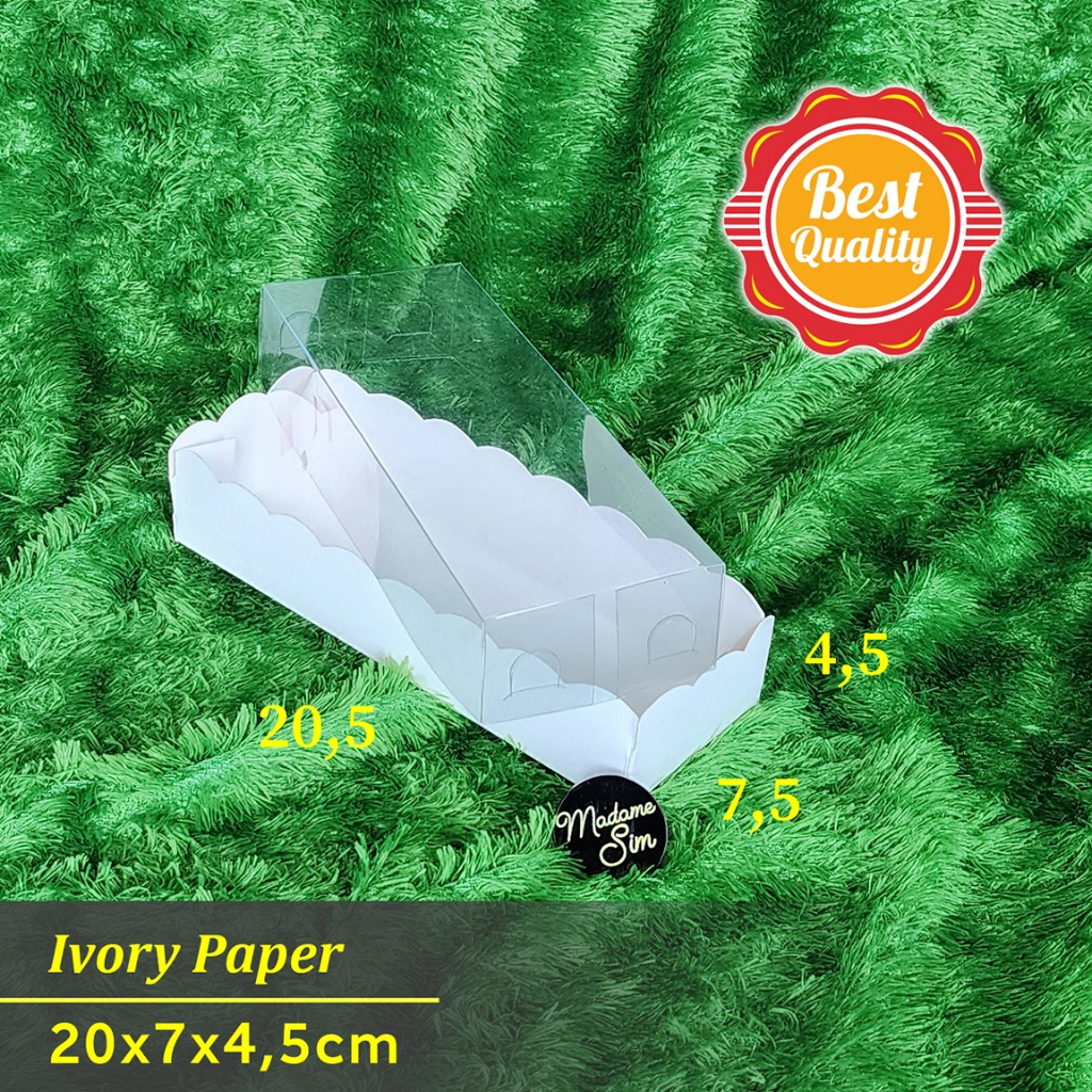 

BOX MIKA PUTIH - DUS BOLU - KOTAK PUDDING 20x7x4,5 (ISI : 10 PCS)