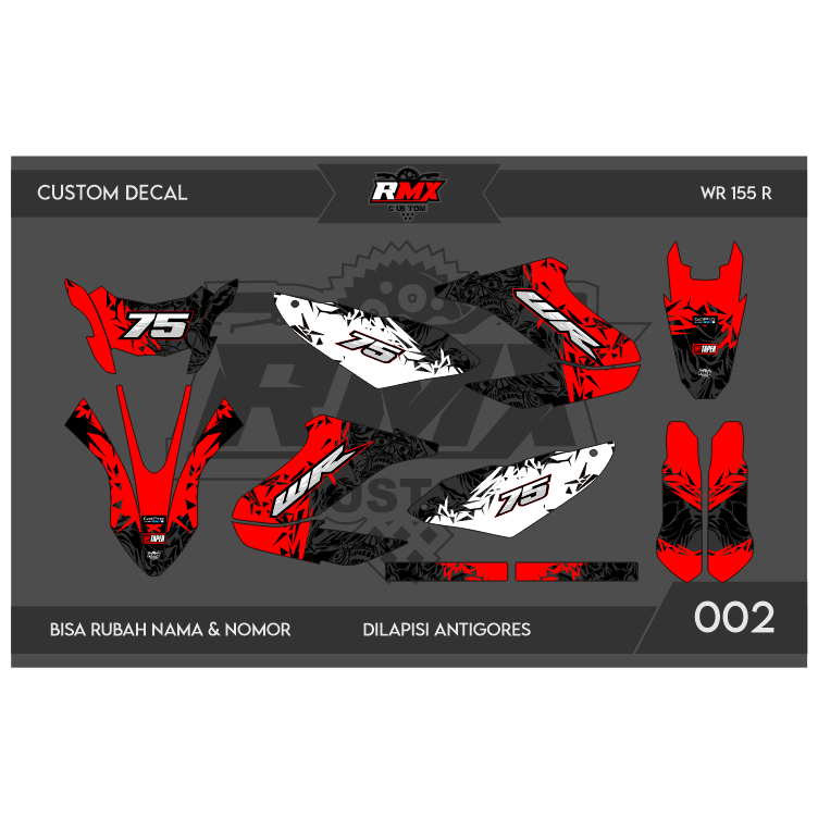 DECAL WR 155 (002) DEKAL STIKER WR 155 R 2019 2020 2021 2022 HITAM MERAH, KUNING, HIJAU, BIRU TUA/MU
