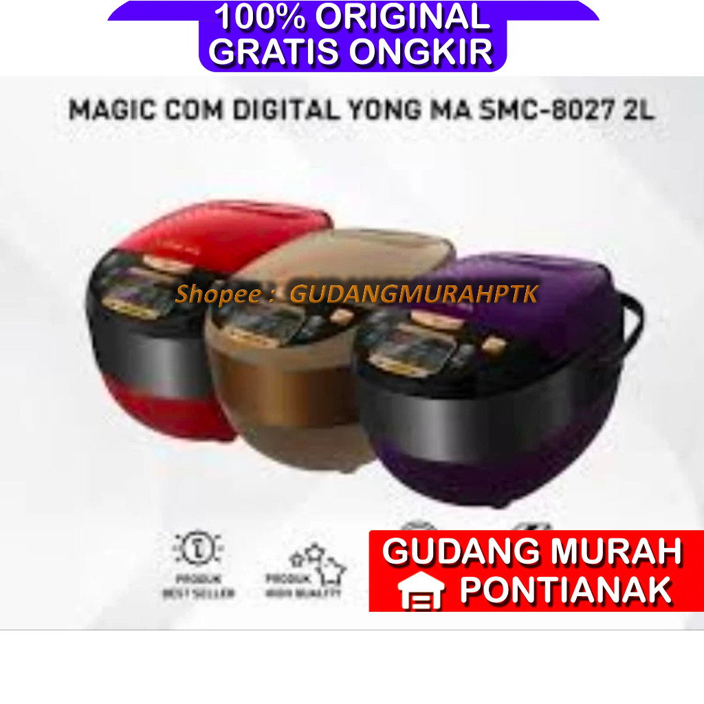 Ricecooker Yong Ma digital SMC 8027/ 7047 MERAH kilat penanak nasi magicom mejikom