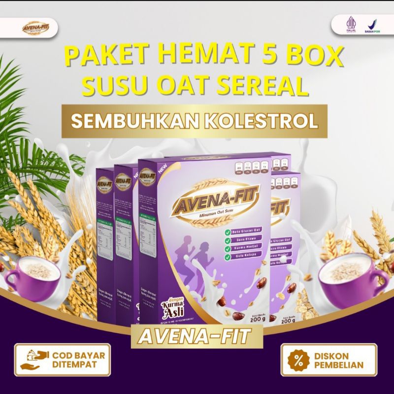 

AVENA FIT Sereal Oat Susu Kambing Etawa Granola PAKET 5 BOX Oatmeal AVENAFIT Herbal Kolestrol Jantung Kolesterol