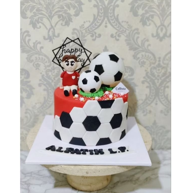 CAKE UlTAH BOLA 2 Tier / cake ultah tema Bola /Cake lucu