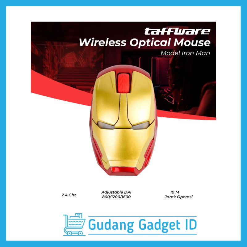 Mouse Wireless Mouse Laptop PC Komputer Model Iron Man 2.4 Ghz - M8 - Golden - A2UMWA84