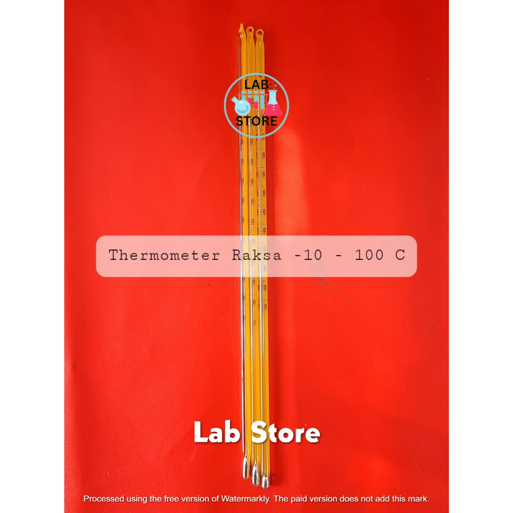 Thermometer Air Raksa -10-100 / Termometer Batang Raksa -10-100 C / Thermometer Raksa