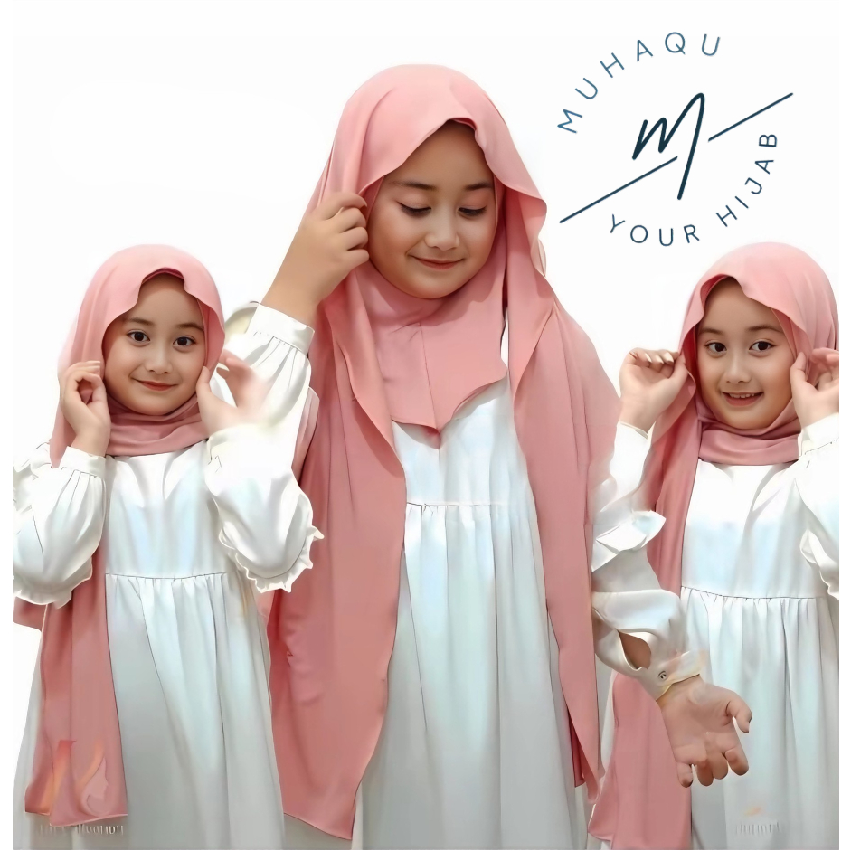 Pashmina Mleyot Anak Instan Inner Jersey, Jilbab Pashmina Anak Oval Usia 4-10 Tahun, Kerudung Anak