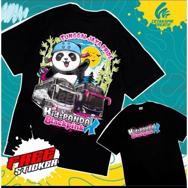 (free sticker+ganci)KAOS BUS ANAK DAN DEWASA BLACK PINK KIDS PANDA JUPITER TUNGGAL JAYA TERBARU COTT