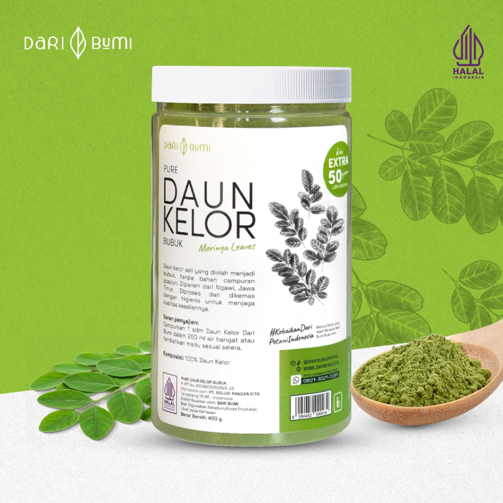 

Dari Bumi | Jogja | Bubuk Daun Kelor Moringa Bubuk Organik 400 gr Premium Pure Organic