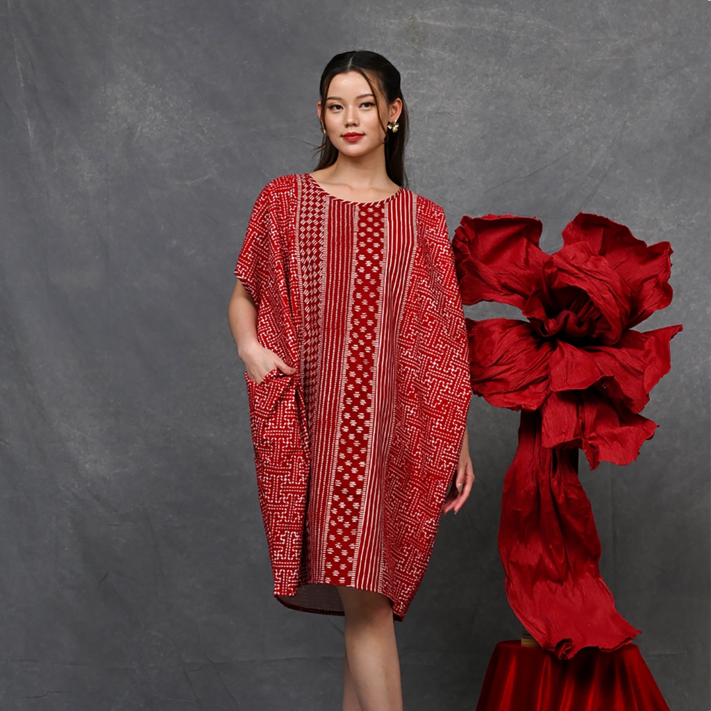 NONA RARA - Arina Garut CNY D0518, Baju kerja dress batik wanita modern