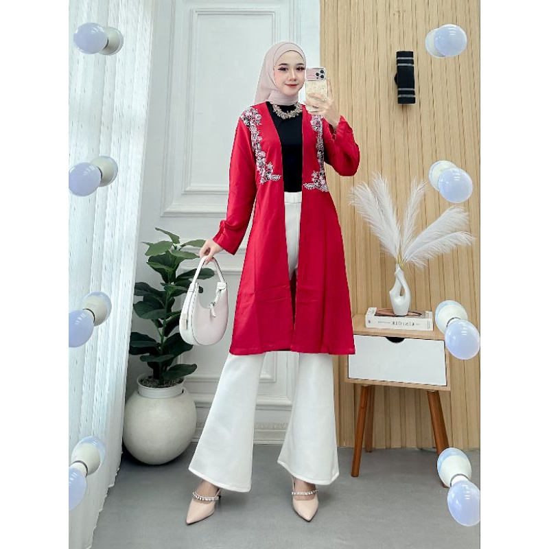 Outer Longcardy Outerwear Modern Kekinian Fashion Kekinian Outer Panjang Blazer Modern
