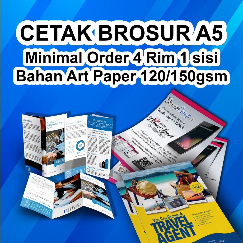 

Cetak Brosur A5 (1 sisi), Art Paper 120/150gsm, 1Rim 500Lbr