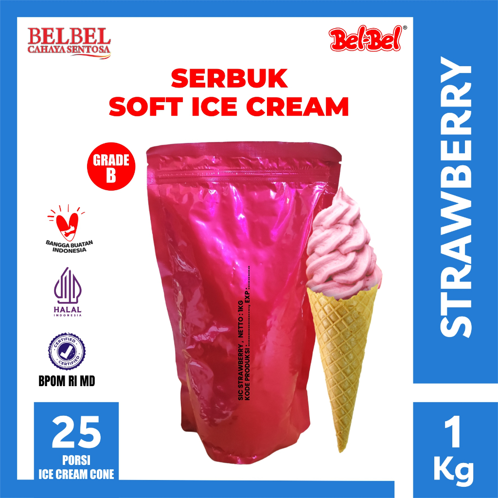 

Bubuk Es Krim / Bubuk Ice Cream Powder Rasa Vanilla Coklat Strawberry - 1 KG