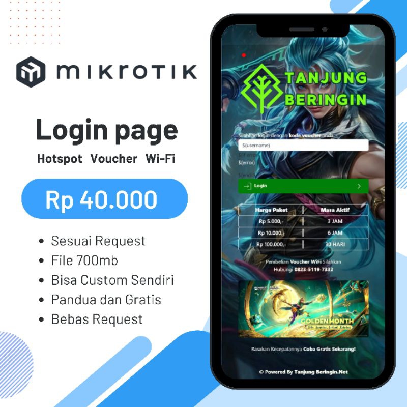 Login Page MikroTik Hotspot Voucher Login Page