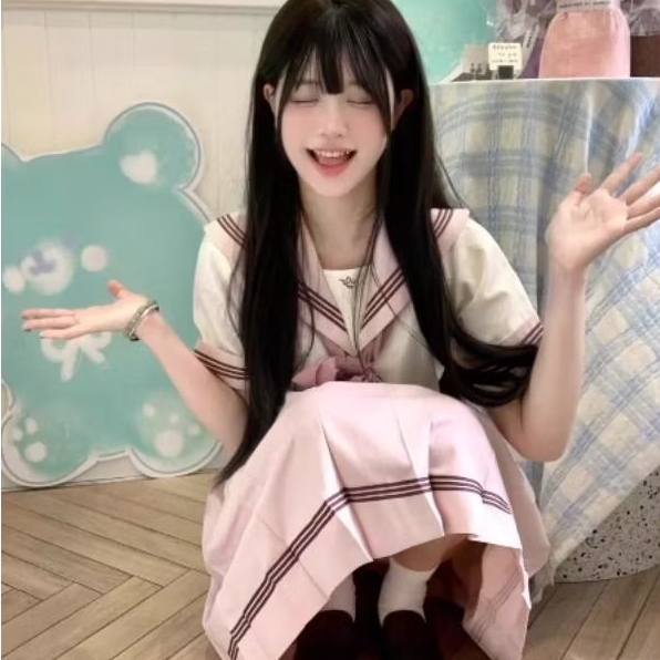 [PERIWINGKEL] seifuku pink krem midi