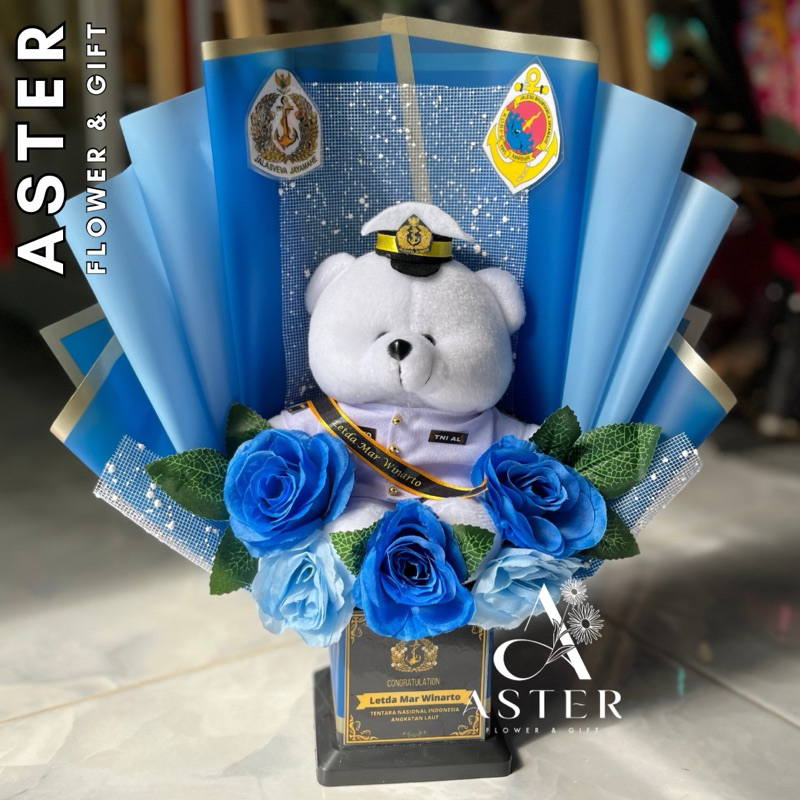 Buket Profesi Angkatan Laut Full Atribut / Piala Boneka Profesi TNI AL