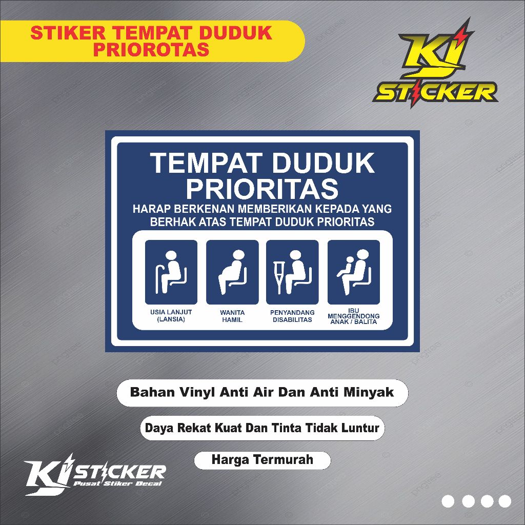

KJ STIKER Promo Stiker Tempat Duduk Prioritas / Stiker Kursi Prioritas / Stiker Prioritas / Bahan Vinyl Glossy ( Anti Air )