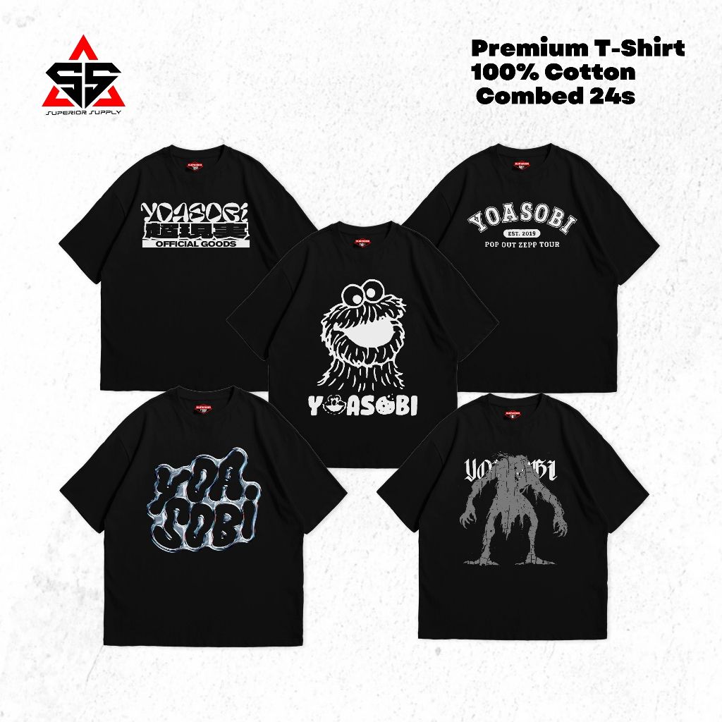 SUPERIOR Kaos Yoasobi Oversize Black tshirt kaos hitam Pop YOASOBI 14-25