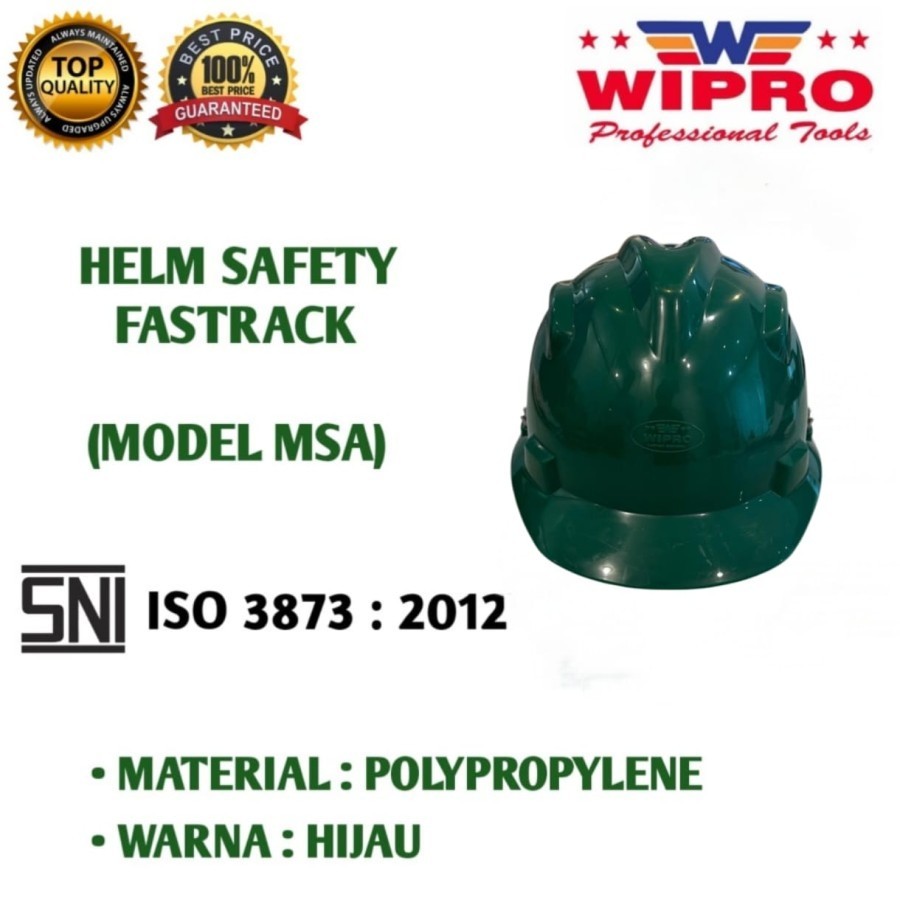 Helm Safety Proyek Model MSA Merk Wipro Hijau Wipro Helm Proyek warna Hijau tipe putar Helm Proyek P