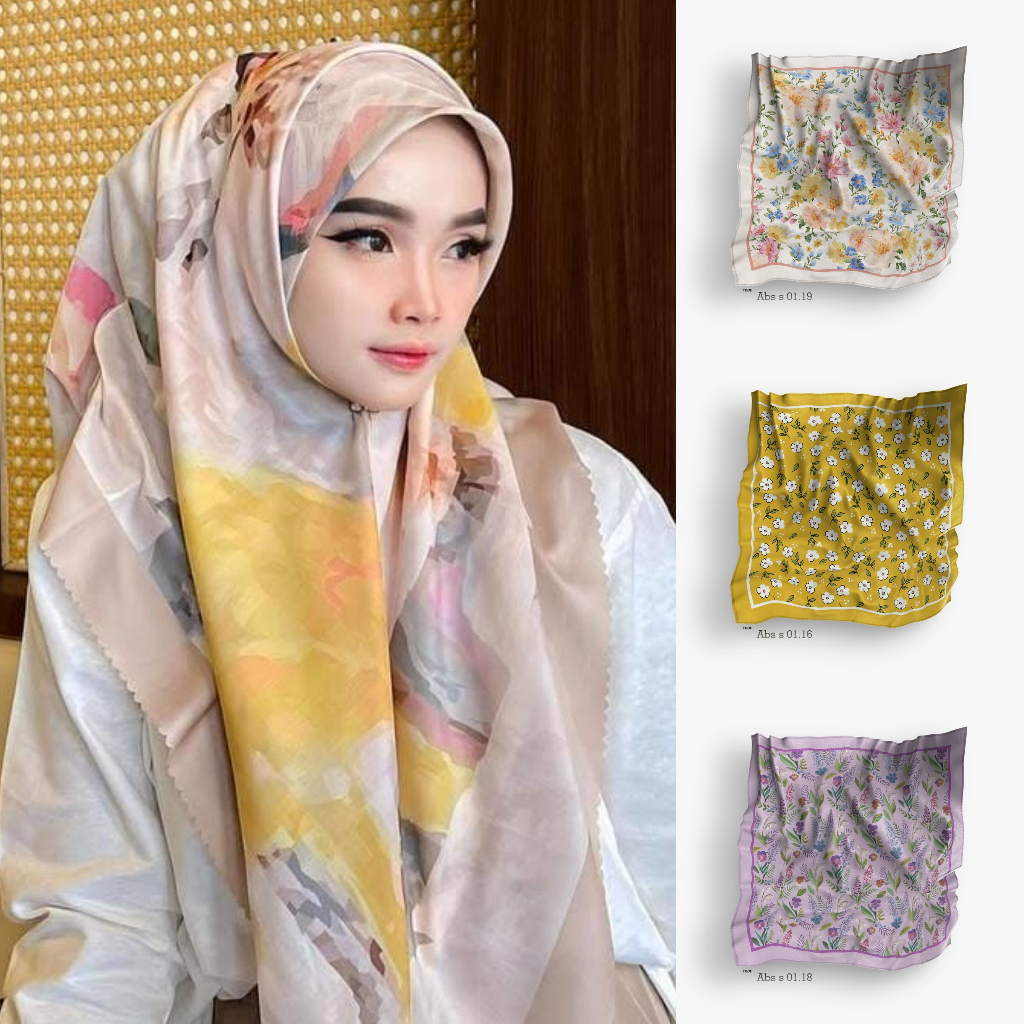 HIJAB SEGI EMPAT MOTIF BAHAN VOAL PREMIUM Denay Motif terbaru 2022 segiempat motif Premium hijab seg