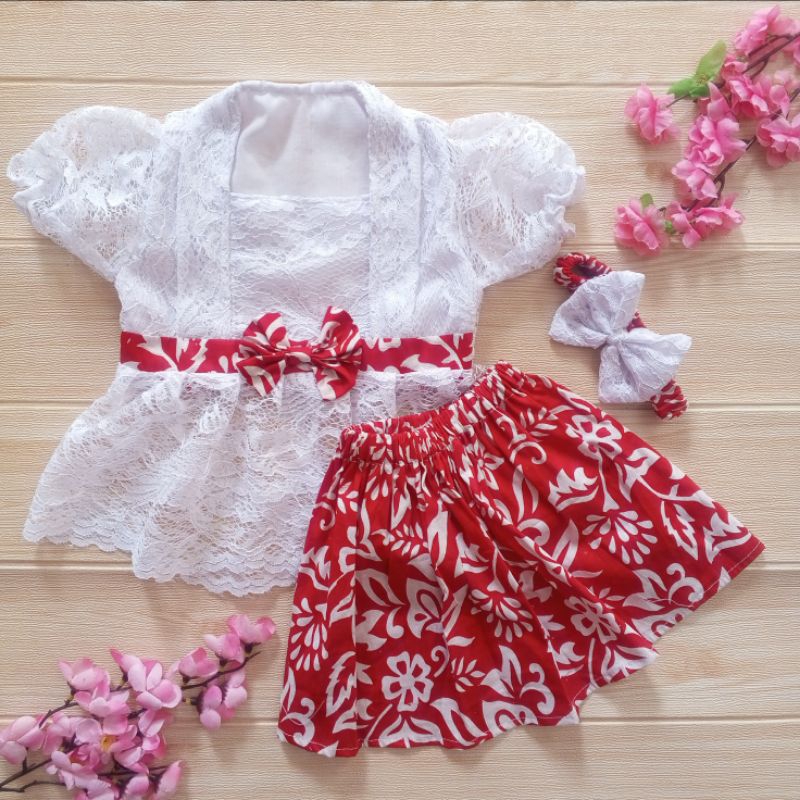 Set Kebaya Anak Bayi Perempuan 2 Tahun Merah Putih Edisi Spesial HUT RI Karnaval Agustusan