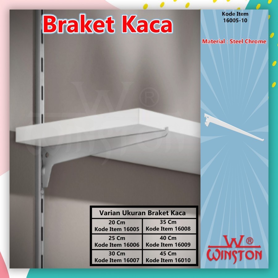 Bracket Kaca Siku Braket Penyangga Rak Kaca Daun Bracket Kaca Termurah