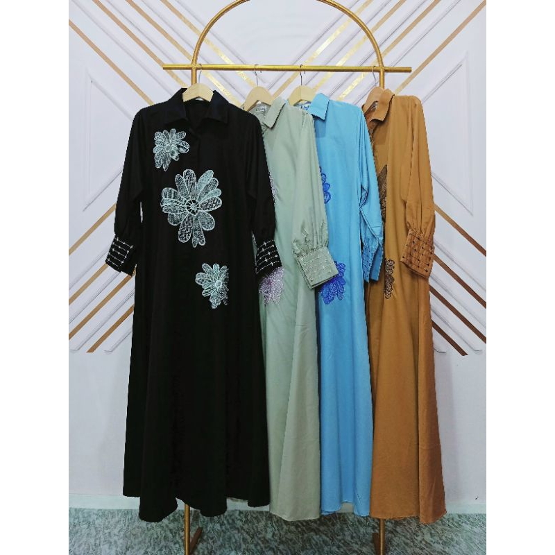 GAMIS LEBARAN LAREEYA BORDIR//BISA COD//GRATIS ONGKIR//BAYAR DITEMPAT