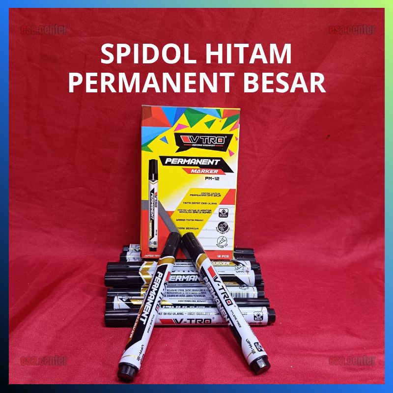 

1PCS Spidol Permanent Hitam Besar MP - 12 / Spidol Hitam Permanent MP - 12 Alat Tulis