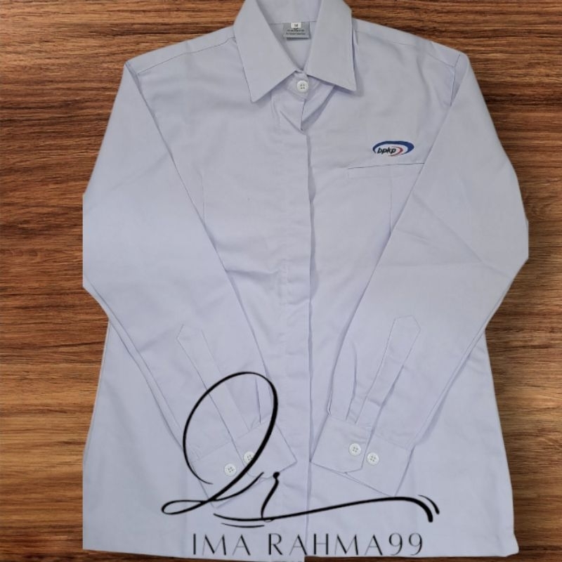 kemeja bpkp baju bpkp seragam bpkp wanita model slimfit putih logo kecil