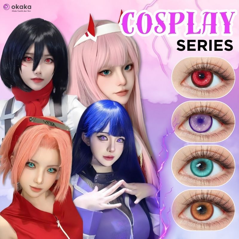 OKAKA Softlens Anime Cosplay Series - Lensa warna Normal Eye Diameter 14.2 MM-14.5 MM Lensa Kontak