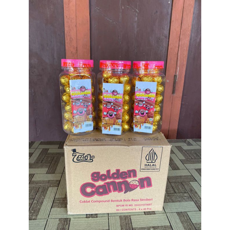

1 pcs coklat golden cannon bola strawberry