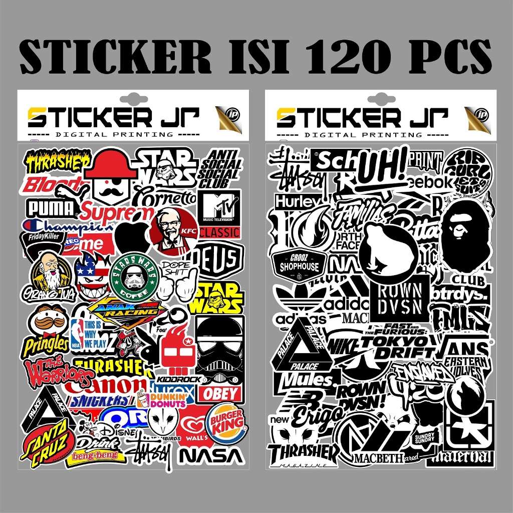 

[ SJP ] 120 PCS STICKER AESTHETIC LOGO BRAND UNTUK LAPTOP CASE TUMBLER - SD BAHAN HOLOGRAM