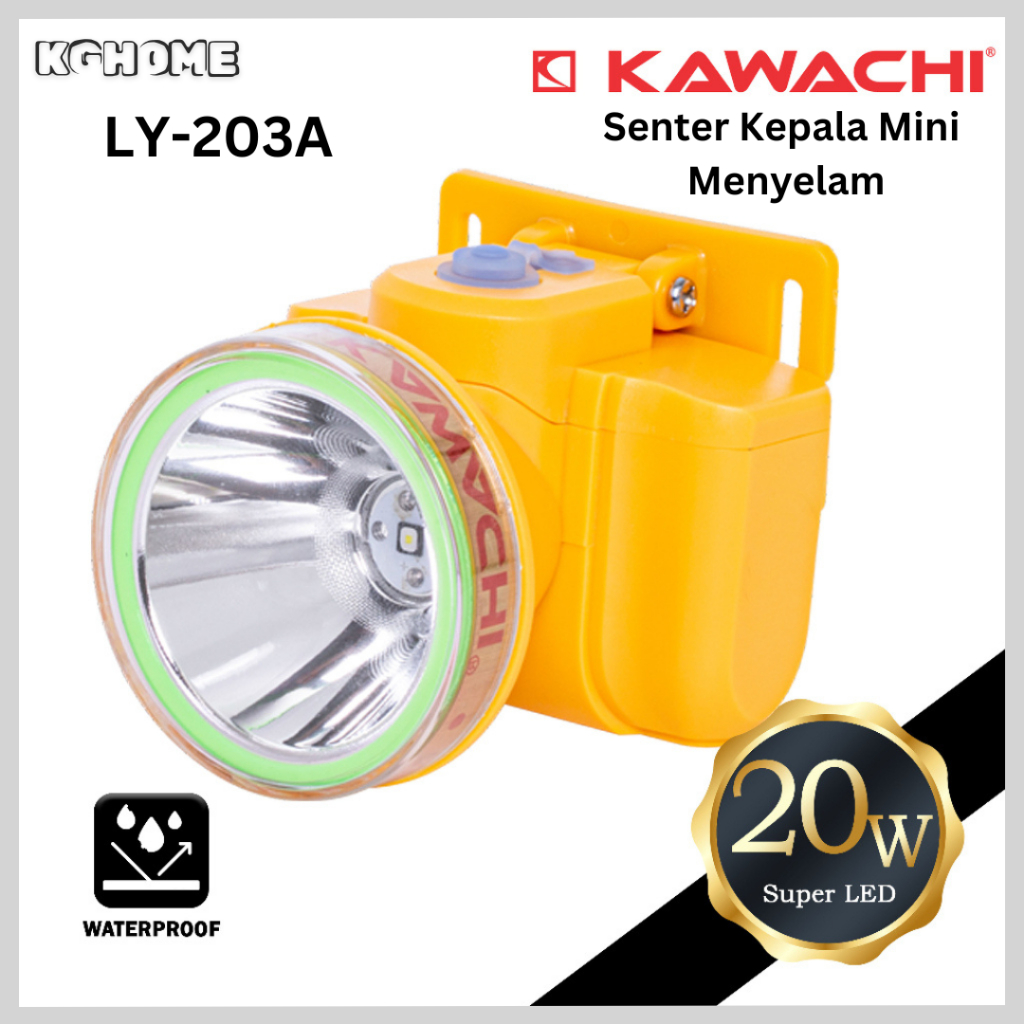Kawachi Senter Kepala Selam LY 203 A 20W Cahyaa Putih Diving Headlamp Mini Waterproof Menyelam Tahan