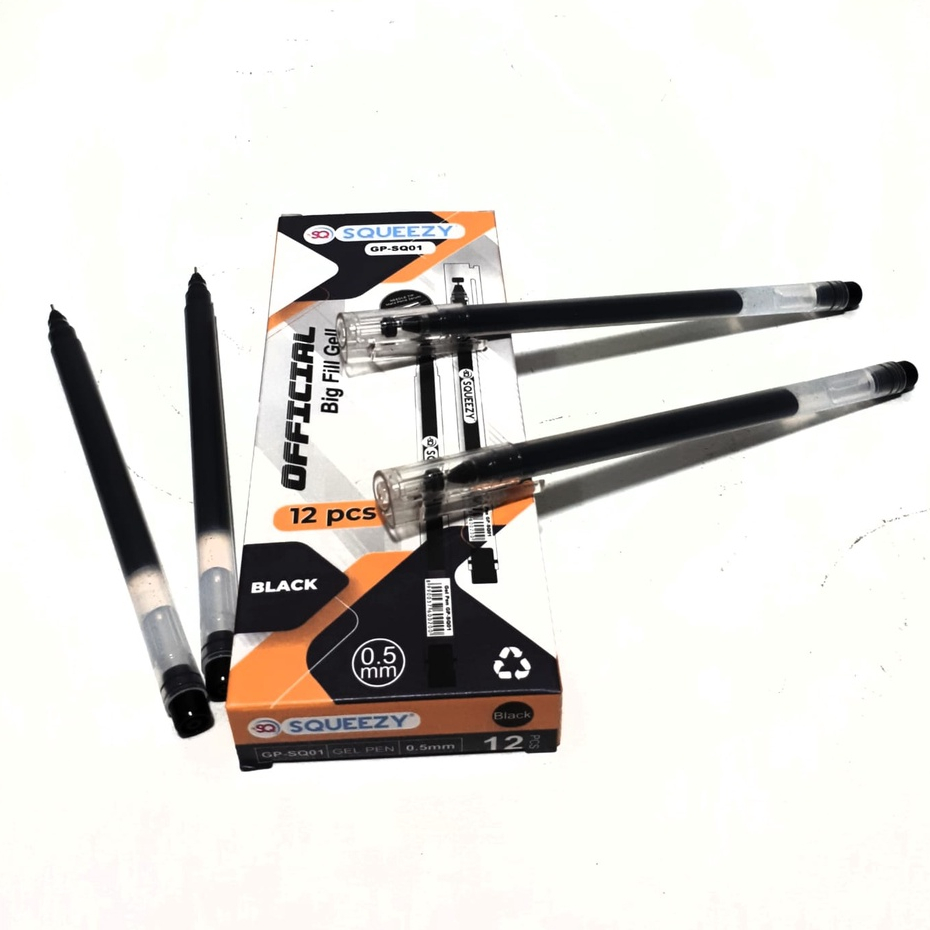 

Harga Grosir (1kotak/12pcs ) Pulpen Gel 0.5mm SQUEEZY GP-SQ01/ GP-SQ06 ( Lancip )