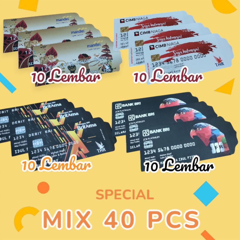 

40 PCS AMPLOP/ANGPAU LEBARAN IDUL FITRI MOTIF 'ATM MIX BESAR BAHAN GLOSSY/ AMPLOP MURAH
