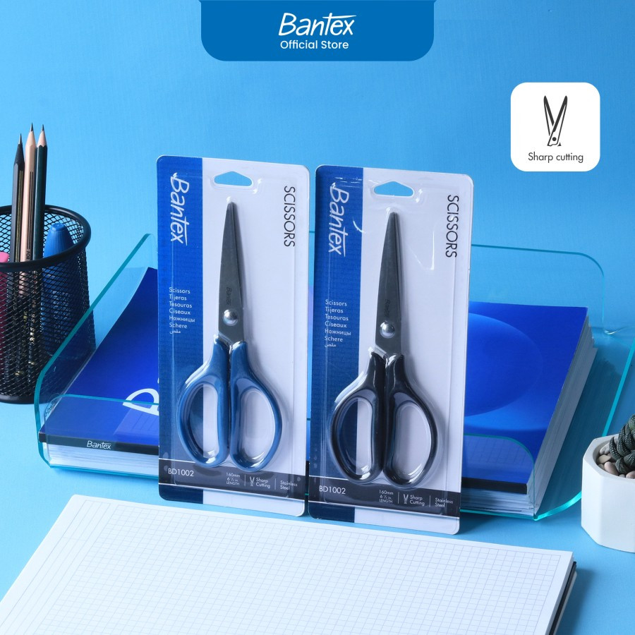 

Bantex Gunting Kertas / Office Scissor Pegangan Simetris Pisau Tajam Anti Karat Ukuran 160 mm # BD1002