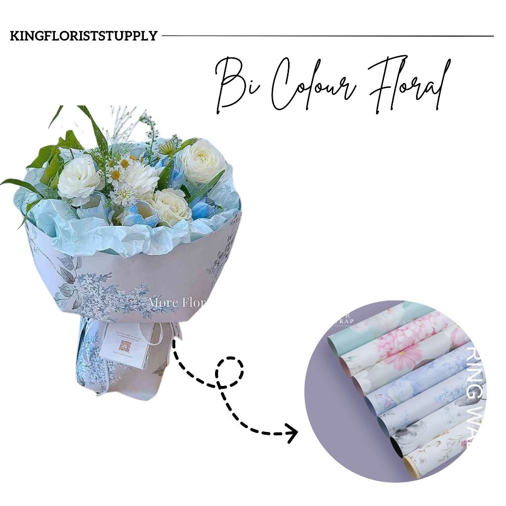 

Kertas Pembungkus Motif Bunga Dua Warna / Floral Bi Color Wrapping Paper Kertas Buket Kertas Kado