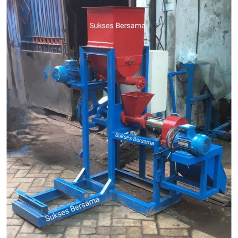 Mesin Cetak Pelet Apung Komplit (Penggiling, Mixer, Pemanas, Box Panel)