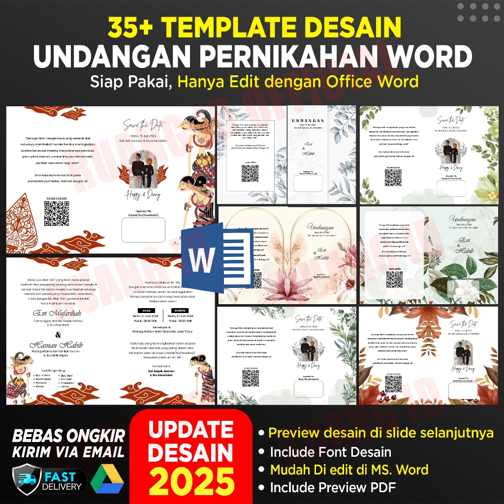 Template Desain Undangan Pernikahan Word Kekinian Aesthetic Rustic